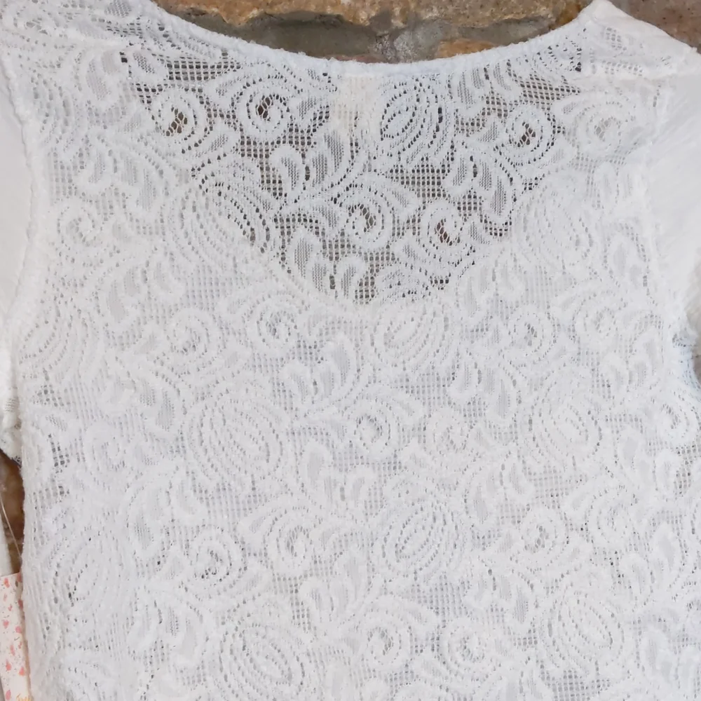 Free People white floral lace crop top